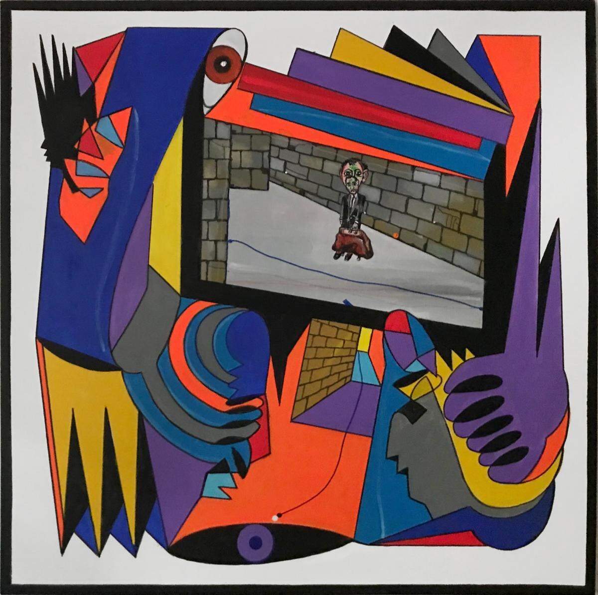 ‘Refugee’, 202, medio mixto sobre lienzo, 48 x 48 pulgadas.