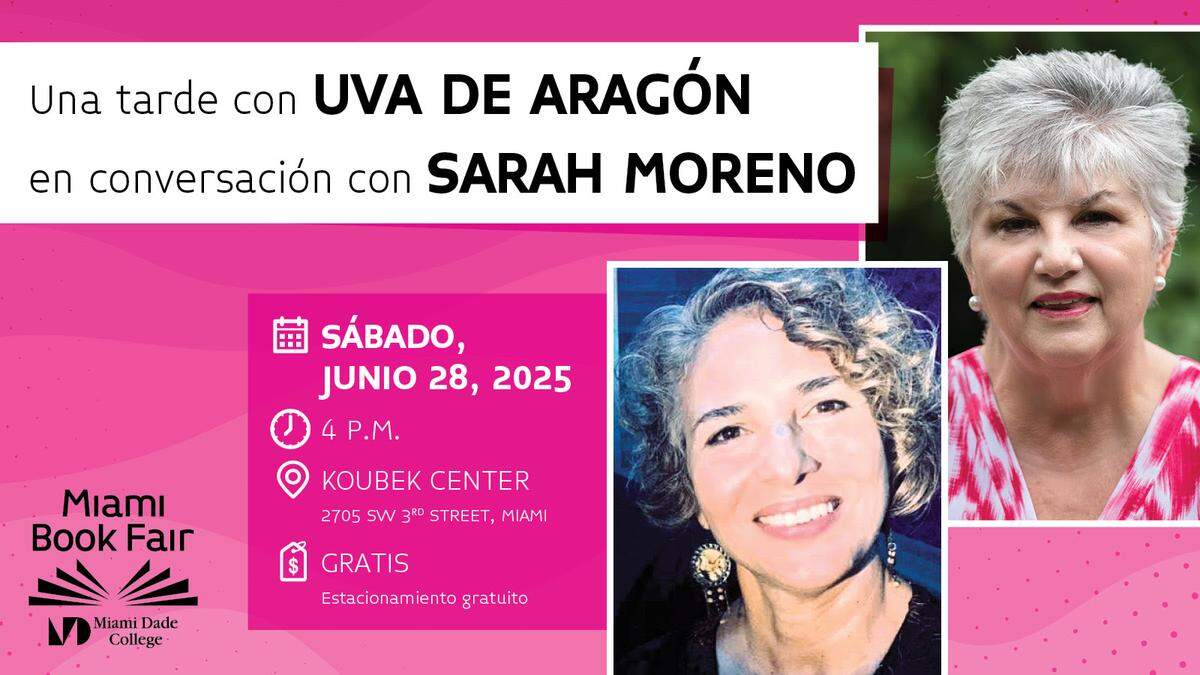 Uva de Aragón en conversación con la periodista Sarah Moreno en el Koubek Center.