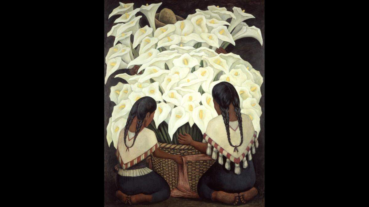 'Vendedor Calla Lily', 1943, de Diego Rivera, óleo sobre masonite, 59 1/16 x 47 ¼ pulgadas. En el Norton Museum of Art, West Palm Beach.