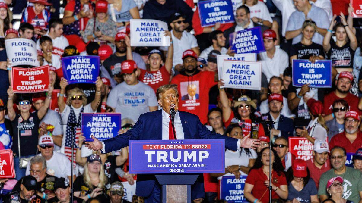 Former President Donald Trump rallies voters in Hialeah in November of 2023.