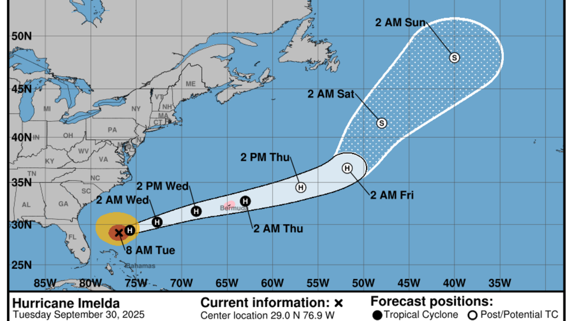 Imelda se transforma en huracán en el Atlántico. Causará fuerte oleaje en Florida