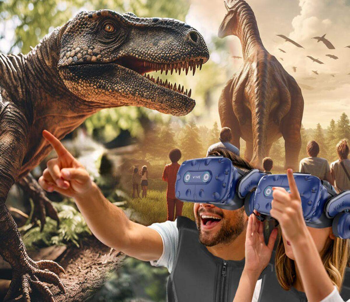 Jurassic VR Park en Miami Seaquarium un viaje con la realidad virtual que trae tiranosaurios, brontosaurios, velociraptores y triceratops.