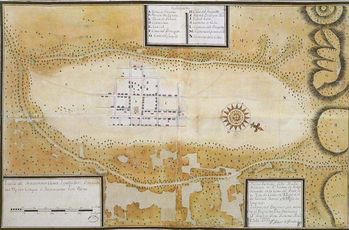 Primer plano de la población de San Isidoro de Holguín, 1737.
