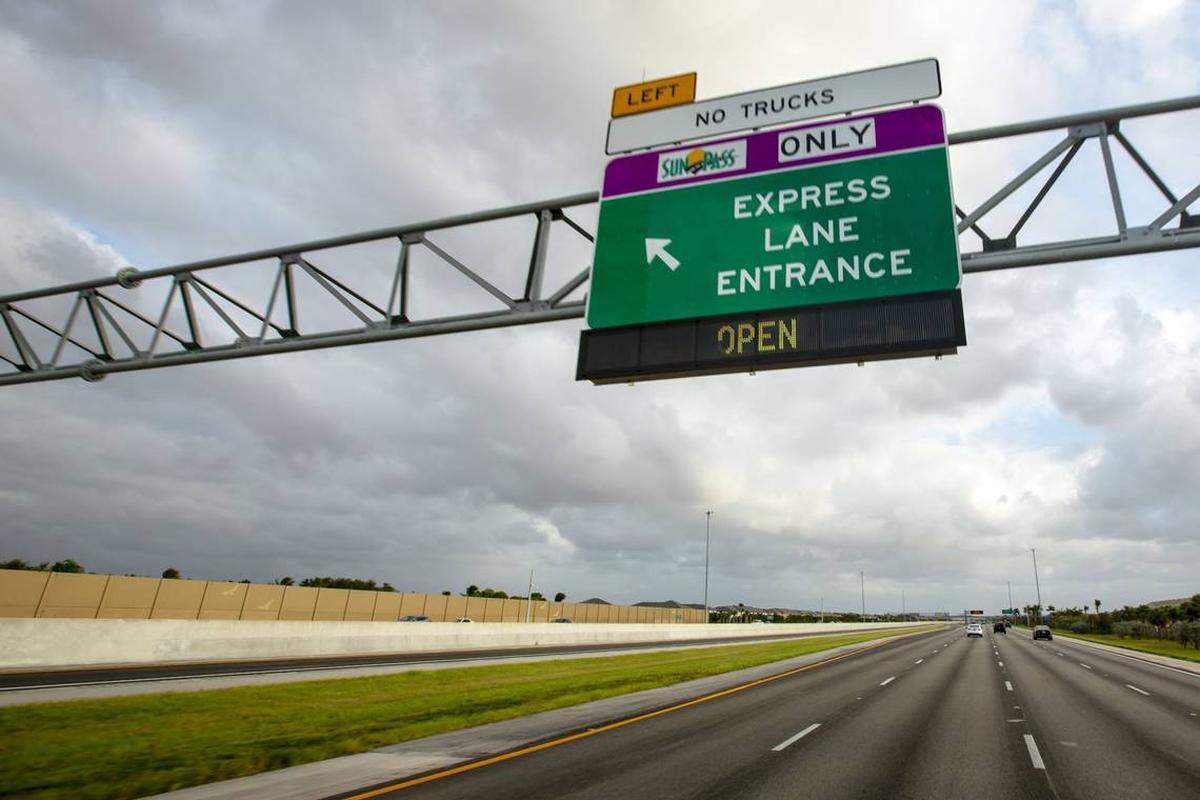 Entrada a los carriles expresos en dirección sur de la I-75 en Miami-Dade.