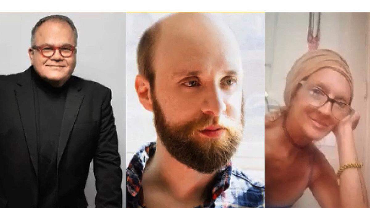 La Fundación CINTAS presenta a los ganadores de sus becas de creación artística 2022. De izquierda a dererecha Armando Correa, Rodrigo Castro y Sandra Ceballos.