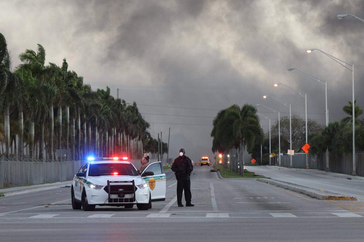 Hundreds of Miami-Dade firefighters battled a fire at Covanta Energy in Doral on Feb. 12, 2023.