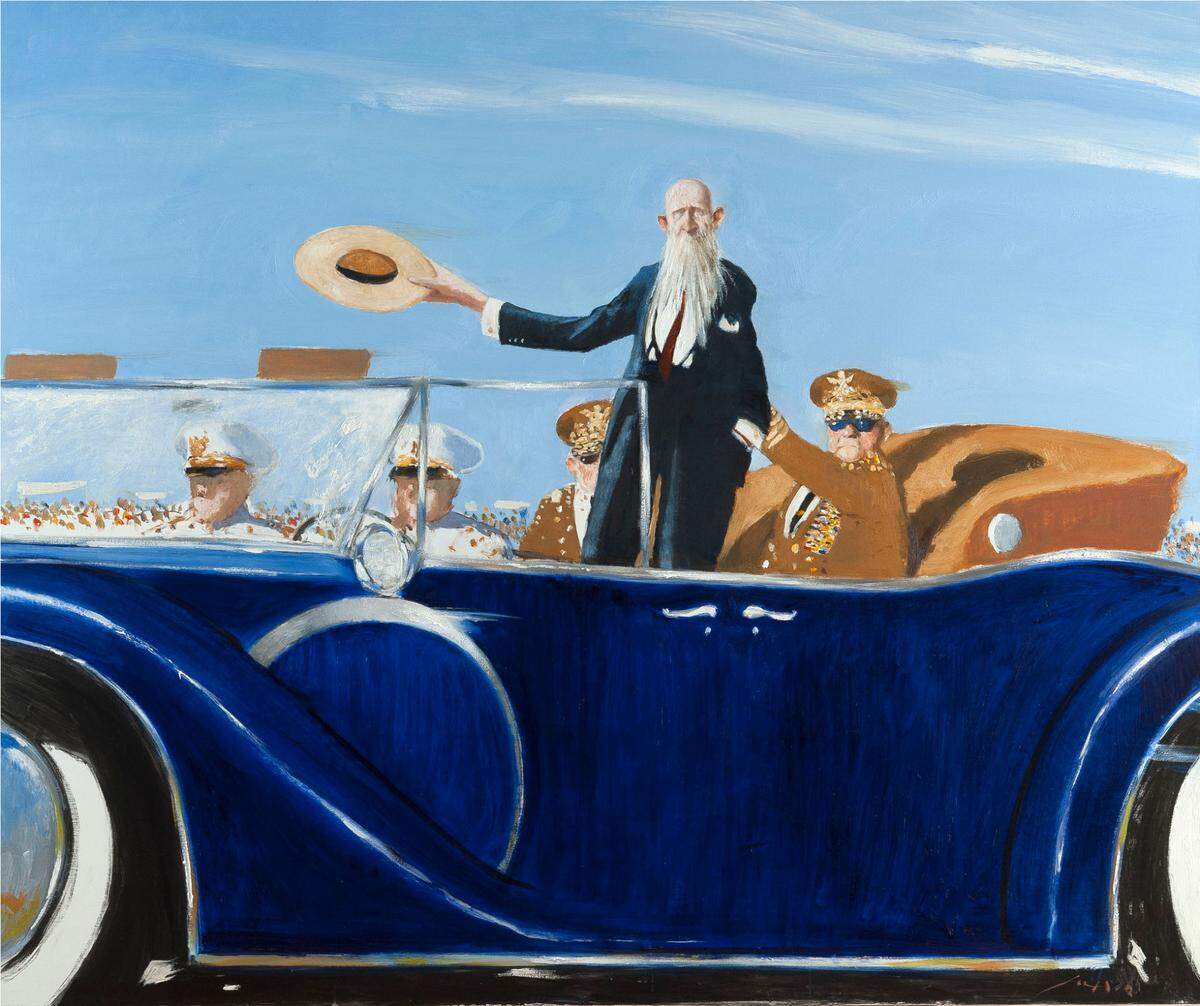 ‘Two Hundred Years in Power’, 2013, de Julio Larraz, óleo sobre lienzo, en el Coral Gables Museum.
