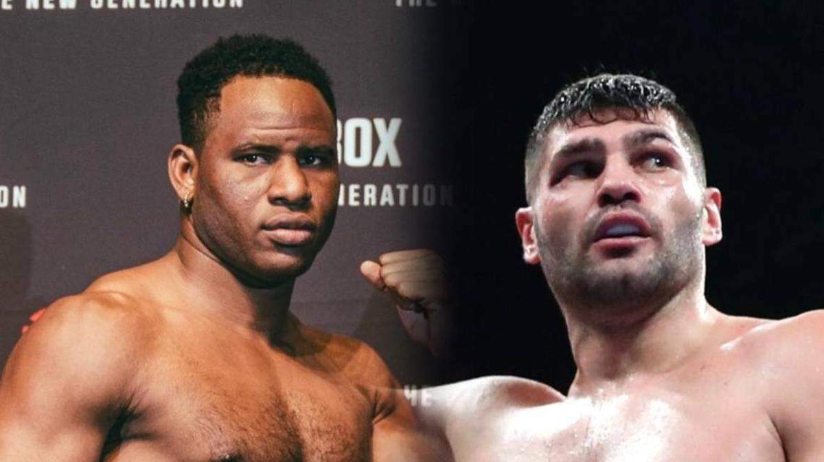 El cubano Frank Sánchez (izq.) podría convertirse en retador obligatorio al título de la FIB si vence al invicto Filip Hrgovic. Su equipo extiende negociaciones en busca de concretar el combate que cambiaría su carrera.