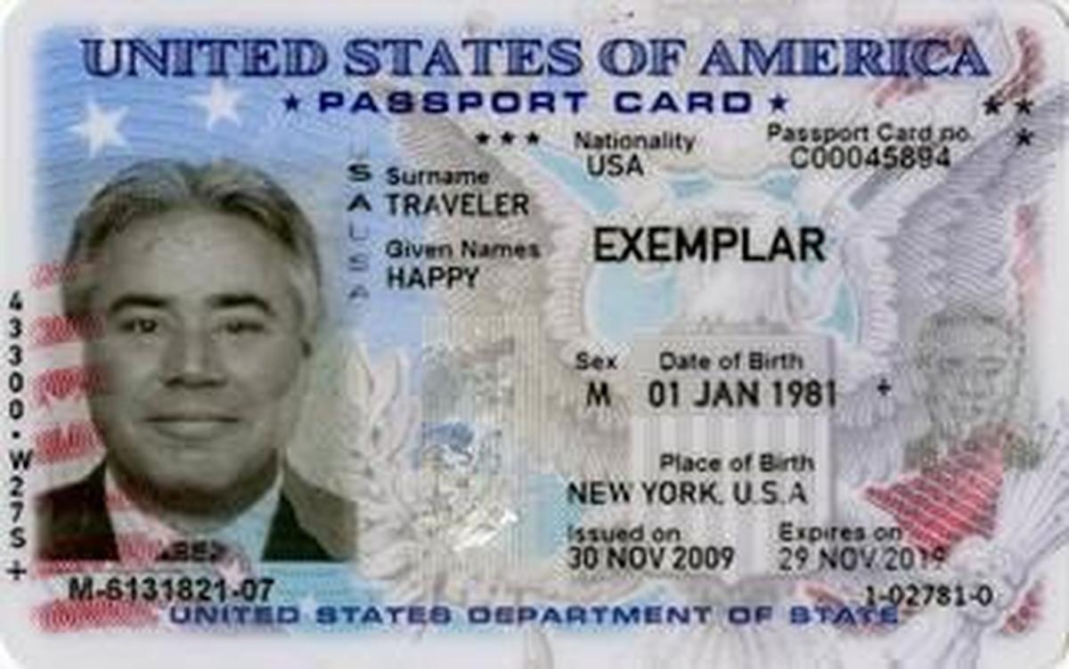 Tarjeta de pasaporte de Estados Unidos.