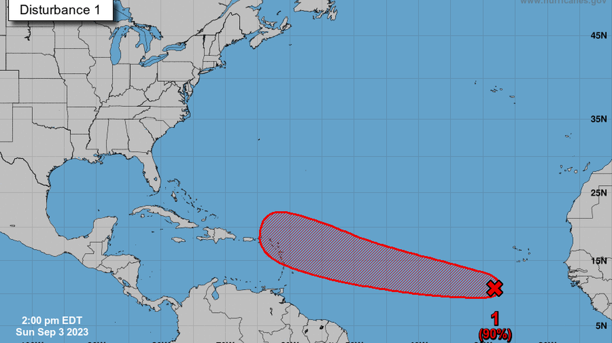 La probabilidad de desarrollo de AL95 ha aumentado y es posible que se forme una depresión troical en el Atlántico central a mediados de esta semana.