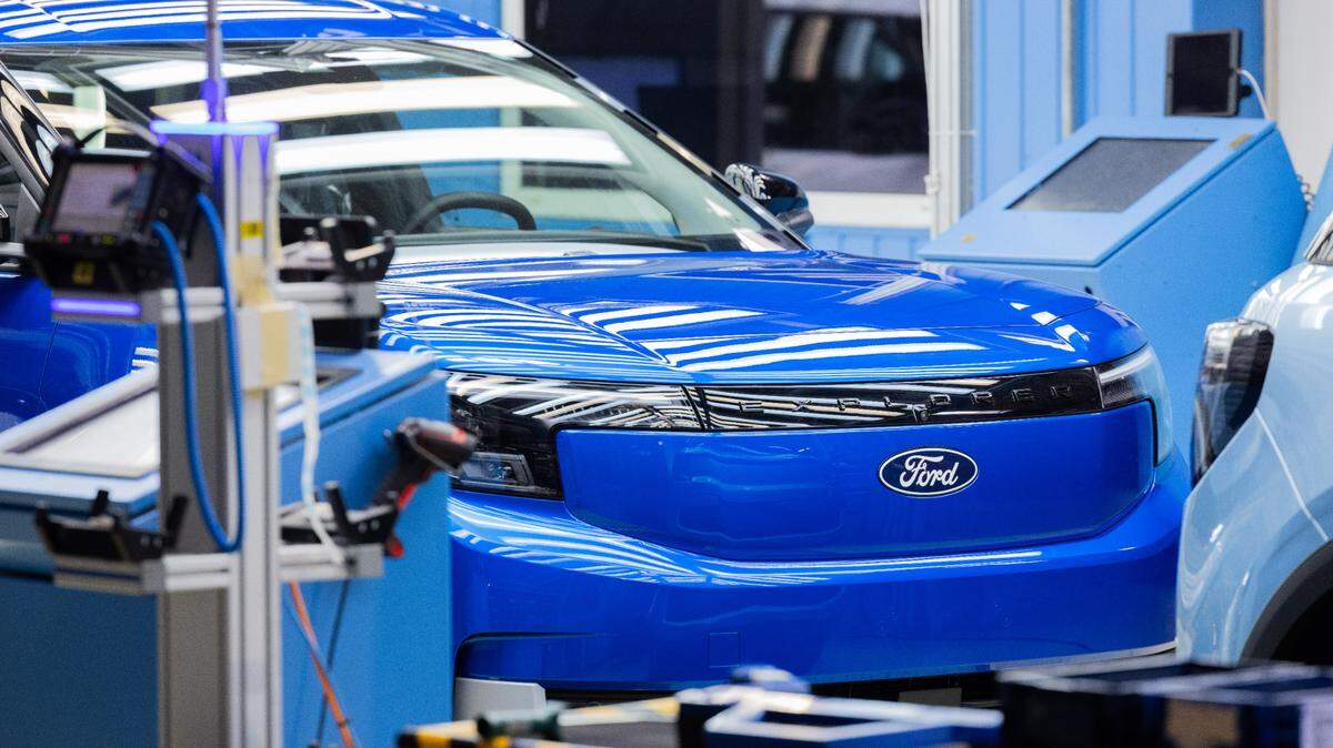 Foto de archivo del 4 de junio de 2024 que muestra la primera planta de ensamblaje de autos eléctricos de Ford en Europa, que fue inaugurada en Colonia, Alemania. Esta planta se enfoca en la producción del Ford Explorer eléctrico.