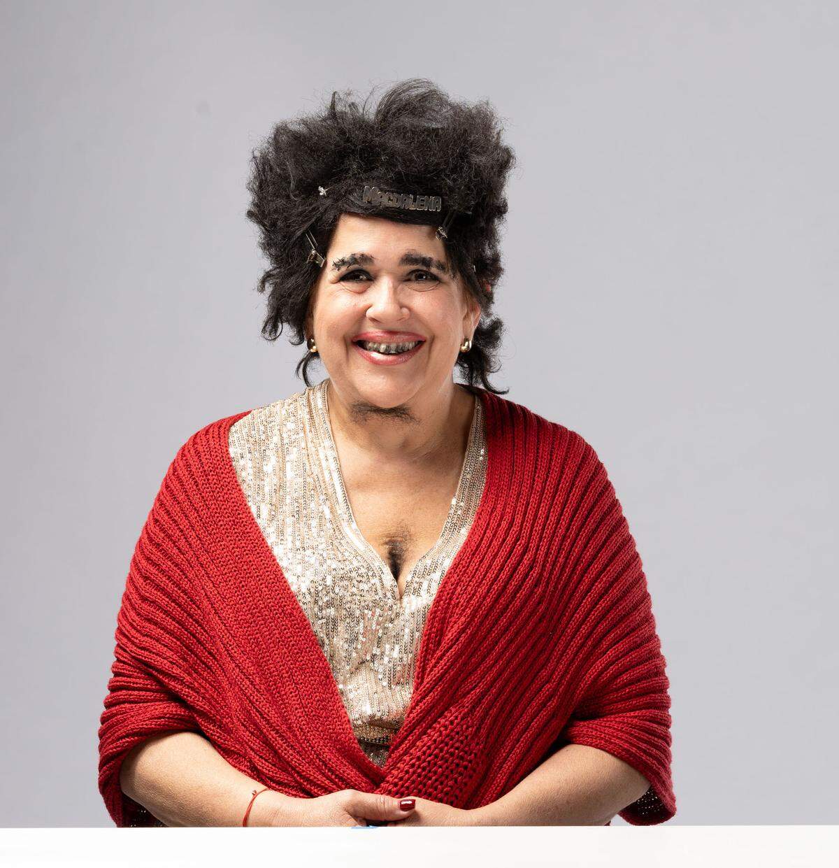 La actriz cubana Judith González, caracterizada como Magdalena la Pelúa.