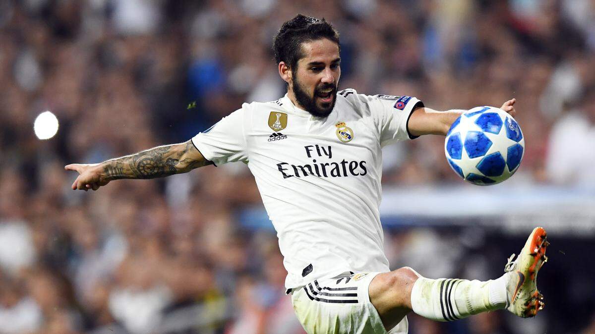 El mediocampista del Real Madrid Isco anotó un gol para su equipo en el triunfo 3-0 ante la Roma, en el partido del Grupo G de la Liga de Campeones, celebrado el 19 de septiembre de 2018.