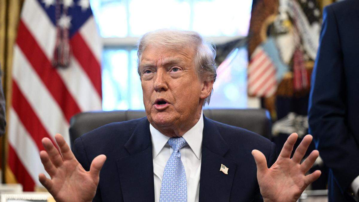 US President Donald Trump speaks during a meeting with the White House Task Force on the FIFA World Cup 2026 in the Oval Office of the White House in Washington, DC on November 17, 2025. (Photo by Brendan SMIALOWSKI / AFP) (Photo by BRENDAN SMIALOWSKI/AFP via Getty Images)