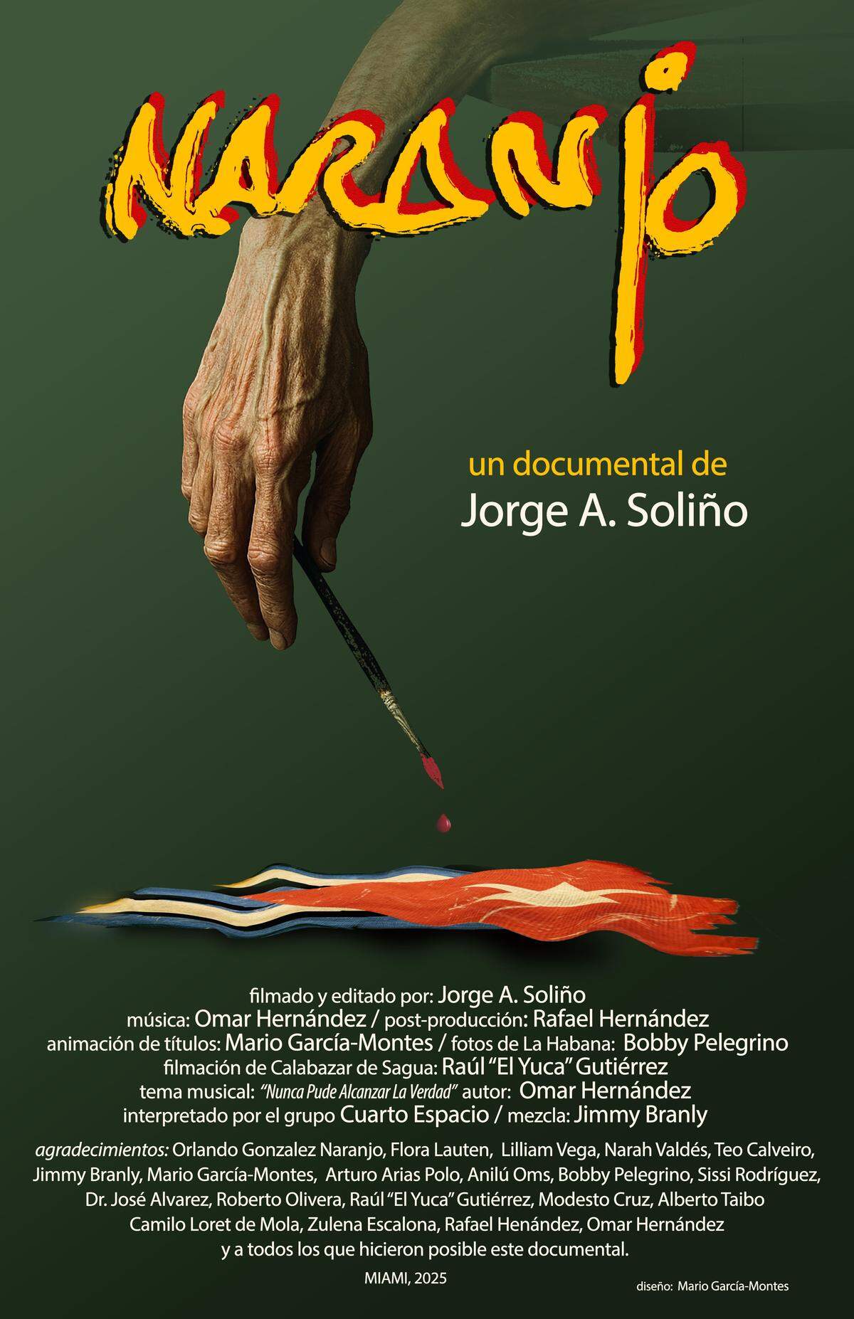 Cartel promocional del documental “Naranjo”, dirigido por Jorge A. Soliño.