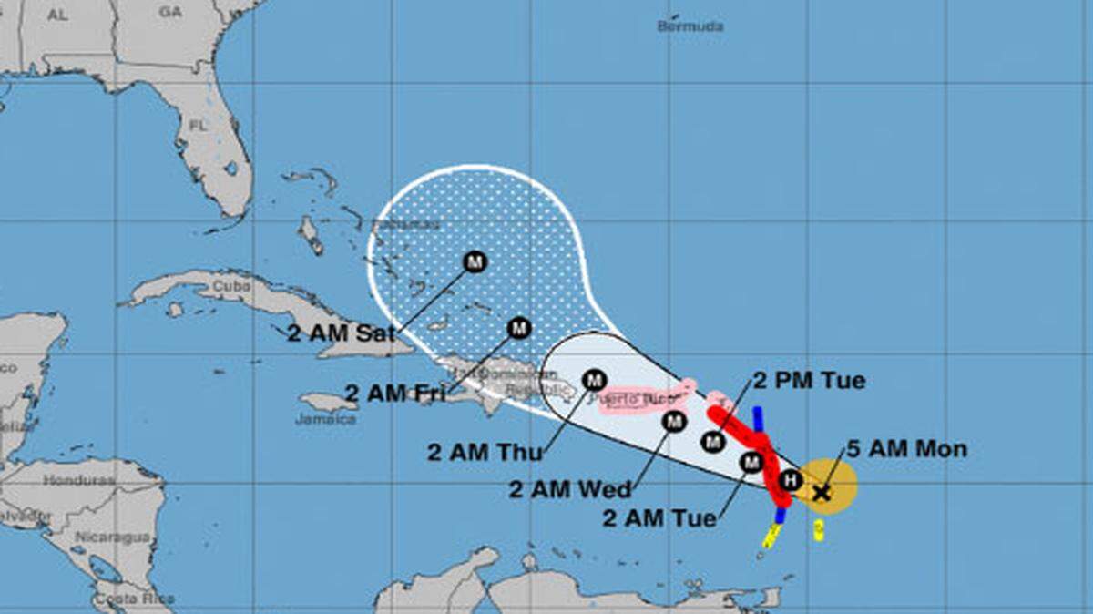 El ciclón, ahora de categoría 2, podría pasar por Puerto Rico el miércoles con intensidad 3 o 4.