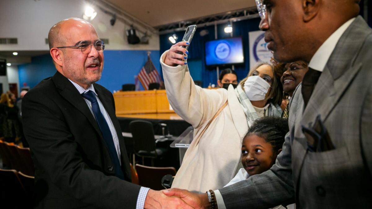José Dotres, left, was selected to lead Miami-Dade County Public Schools on Jan. 24.
