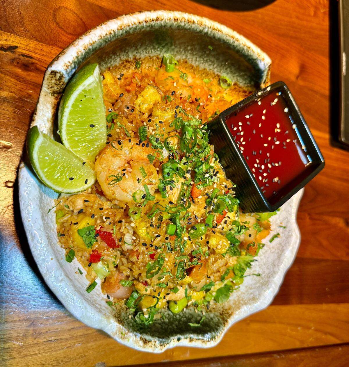 Chaufa con camarones y piña en el restaurante Soya en la ciudad del Doral