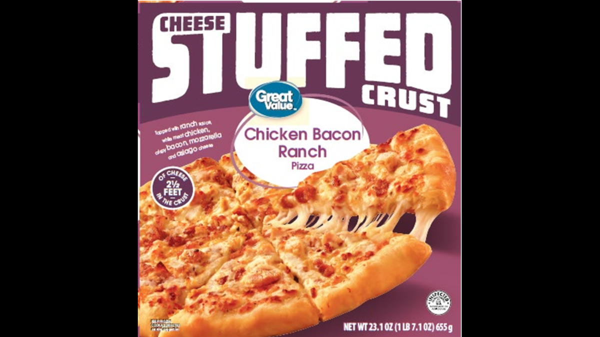 Pizza con borde relleno de pollo, tocino y aderezo Ranch de Great Value (Walmart)