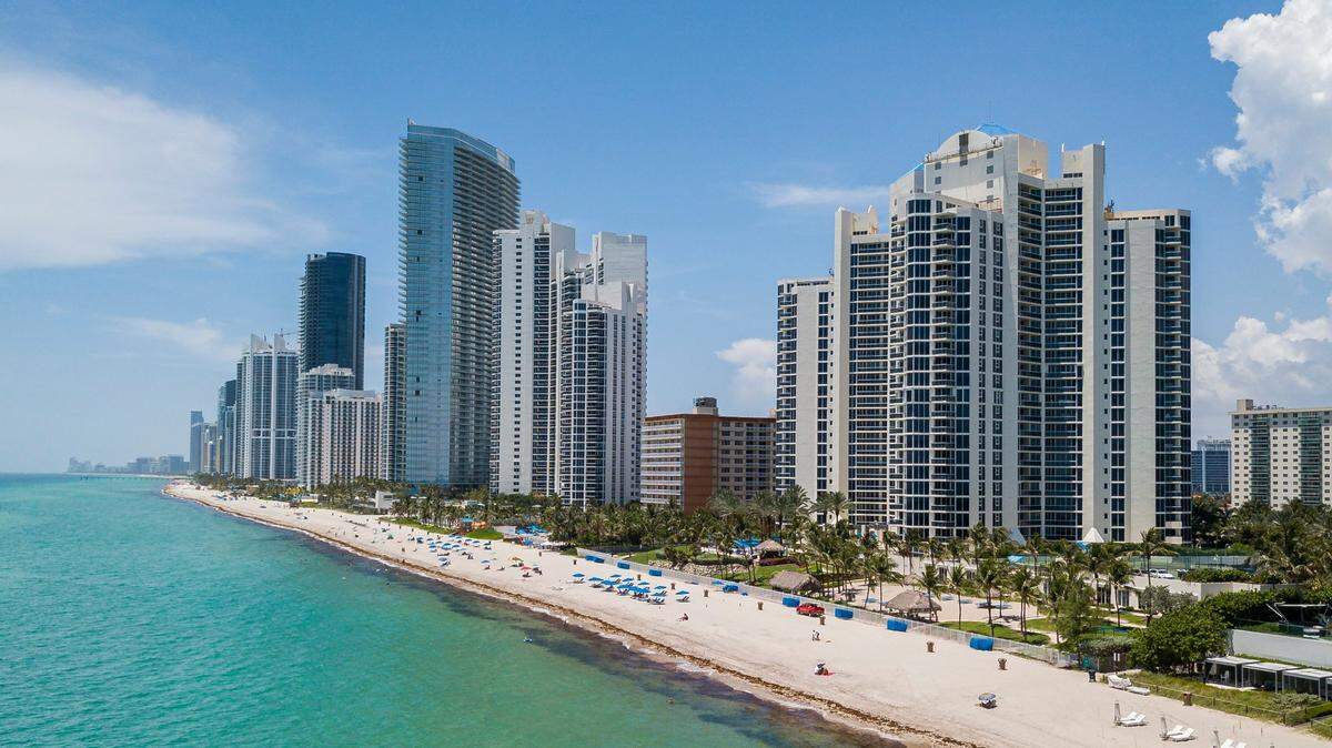 An aerial view of Sunny Isles Beach, a home away from home for many Russians with money.