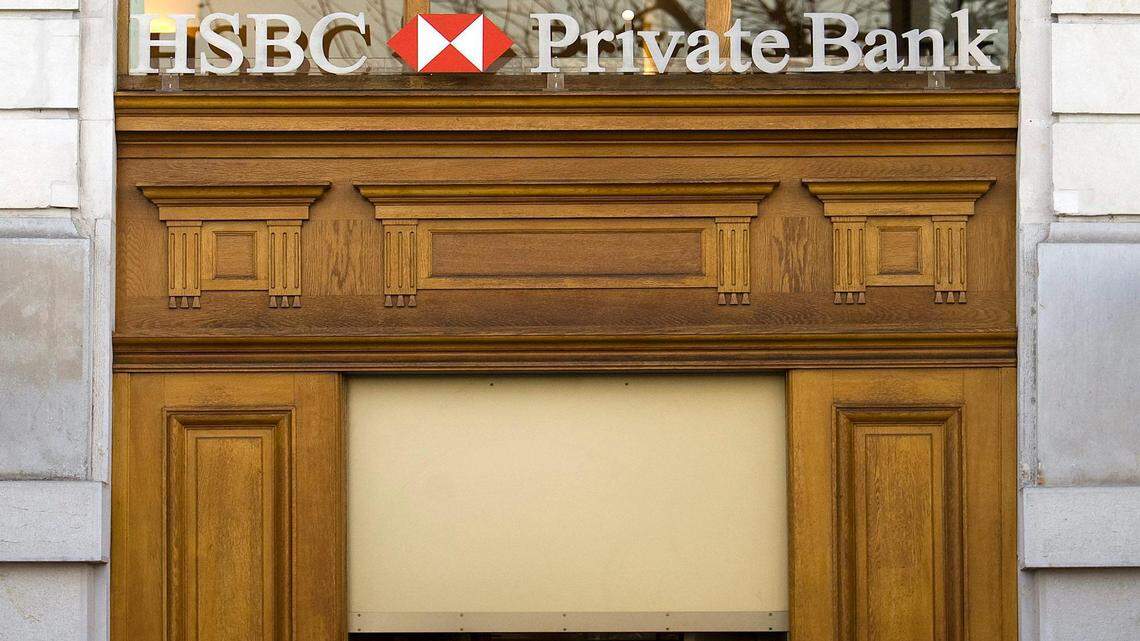 La entrada de la filial del Banco HSBC en Ginebra, Suiza.