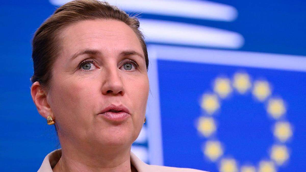 Denmark's Prime Minister Mette Frederiksen speaks at a press conference after the European Council meeting in Brussels, Belgium on December 19, 2025. European Union leaders struck a deal Friday to provide Ukraine a 90-billion-euro loan to plug its looming budget shortfalls, but failed to agree on using frozen Russian assets to come up with the funds. (Photo by JOHN THYS / AFP via Getty Images)