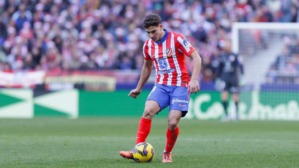 El argentino Julián Álvarez anotó el gol del Atlético de Madrid 1-0 ante Osasuna, en el partido de la liga española celebrado el domingo 12 de febrero de 2025 en Madrid.