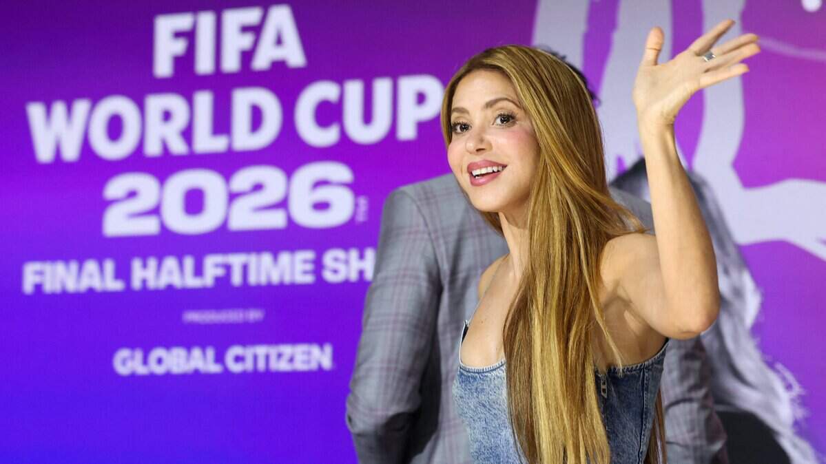 Colombian singer Shakira waves to the audience at the 2026 World Cup halftime show announcement during the Global Citizen and FIFA World Cup panel at the Global Citizen NOW event in New York City on May 14, 2026. (Photo by CHARLY TRIBALLEAU / AFP via Getty Images)