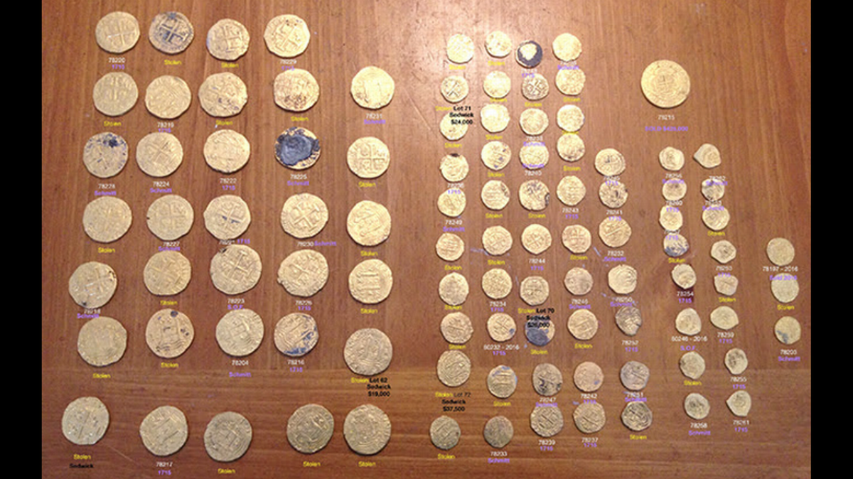Las 37 monedas robadas están valoradas en más de $1 millón, según informaron las autoridades de la Comisión para la Conservación de la Fauna y la Flora (FWC) en un comunicado de prensa del 26 de noviembre. Foto cortesía de FWC.