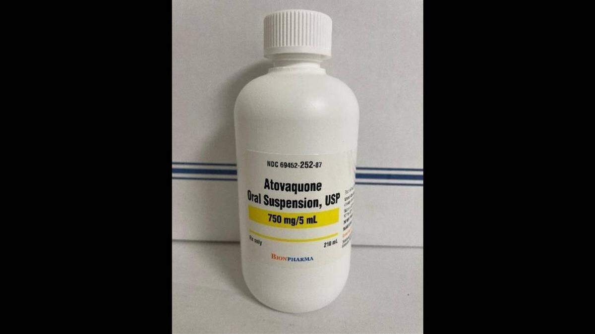 Atovaquone Suspensión Oral USP, 750 mg/5 mL.