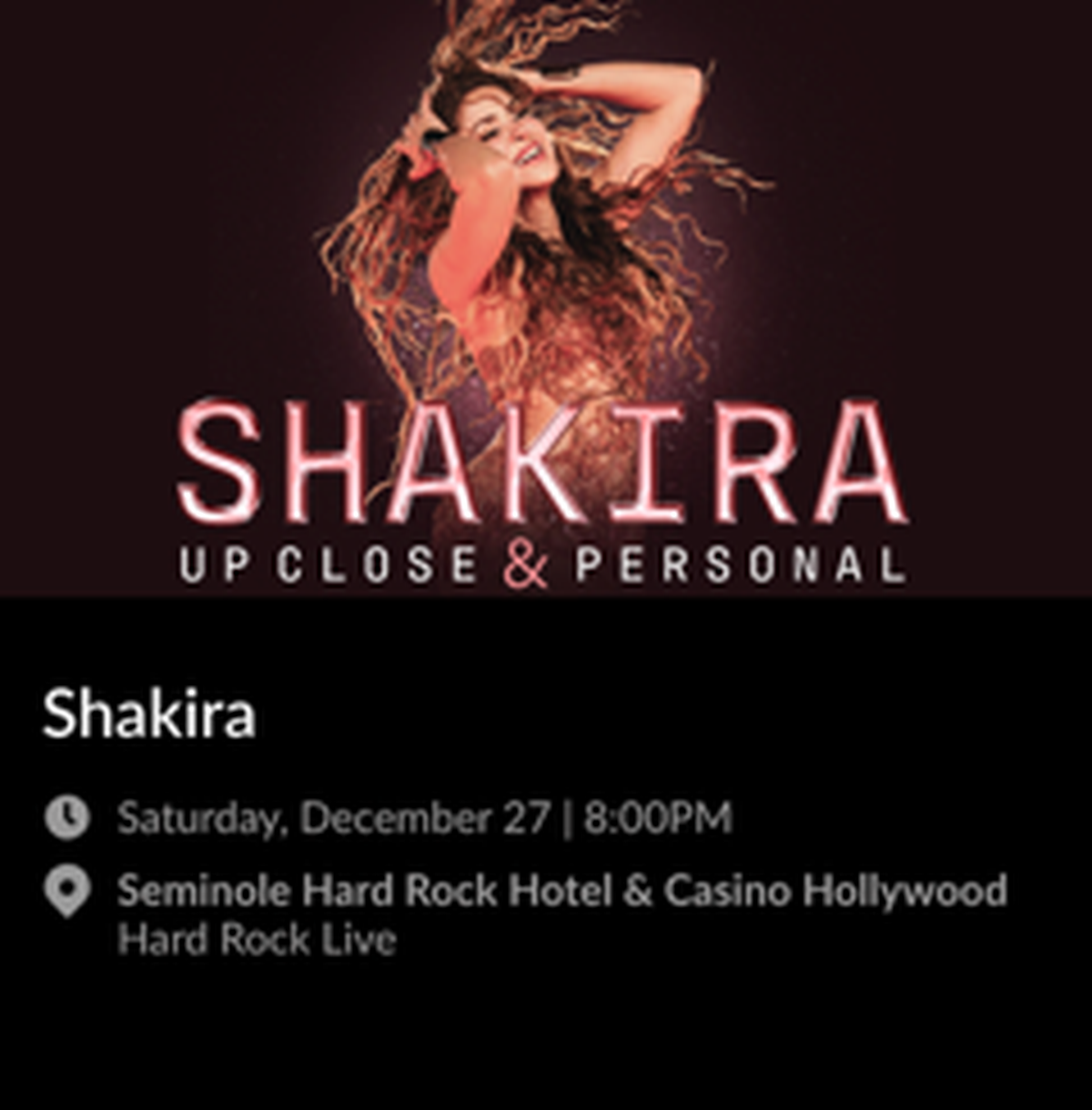 Shakira en vivo en Hard Rock Live.