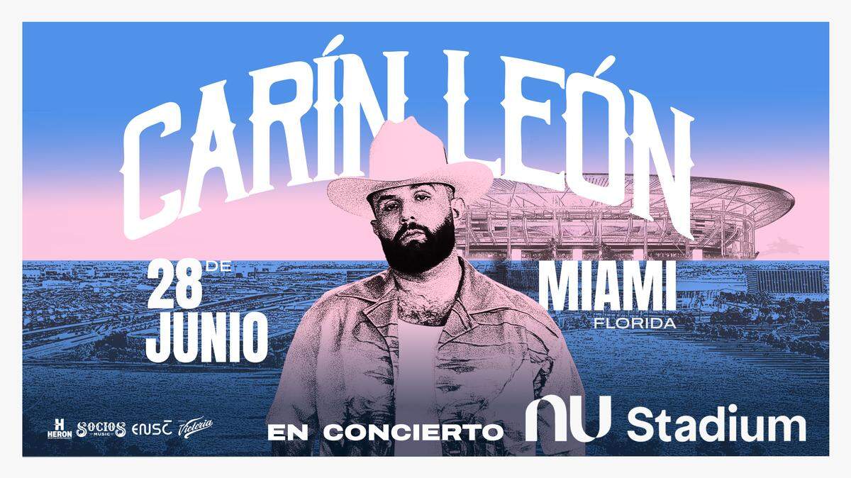 Carín León en concierto en el Nu Stadium en Miami el 28 de Junio 2026