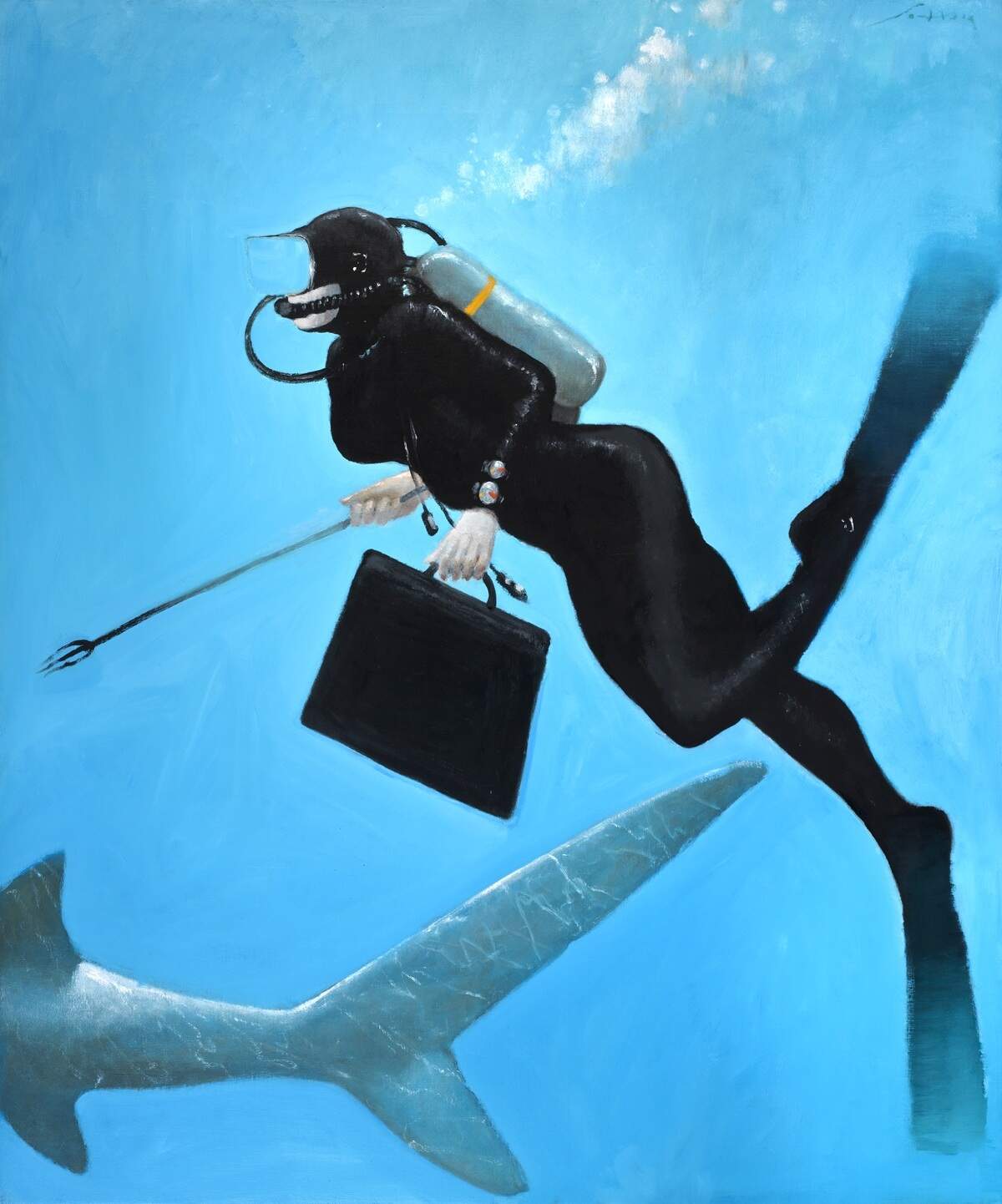 ‘La escolta de un poeta’, 2010, óleo sobre lienzo. 72 x 60 pulgadas.