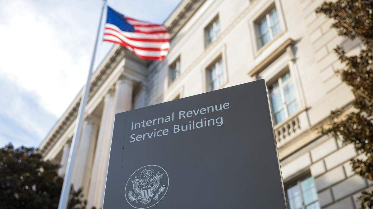 WASHINGTON, DC - FEBRUARY 13: A sign for the Internal Revenue Service (IRS) is seen outside its building on February 13, 2025 in Washington, DC. Members of Elon Musk's Department of Government Efficiency (DOGE) arrived at the Internal Revenue Service to begin examining the agency's operations. (Photo by Kayla Bartkowski/Getty Images)