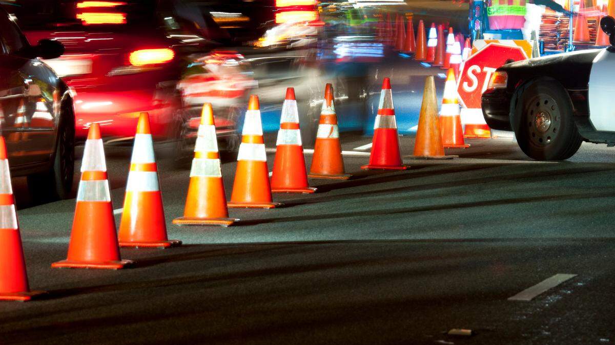A stock photo of traffic cones.