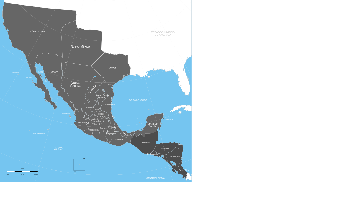 Divisiones políticas de México 1821.