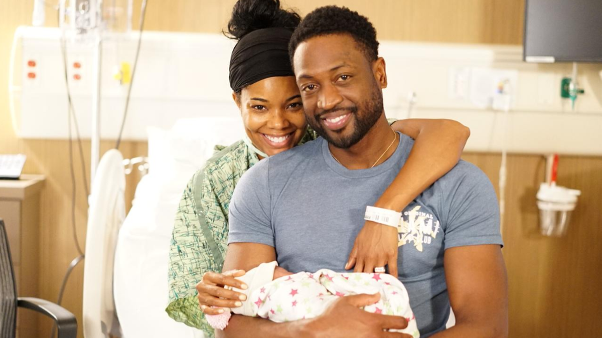 Dwyane Wade y su esposa Gabrielle Union-Wade cuando anunciaron en las redes sociales el nacimiento de su hija.