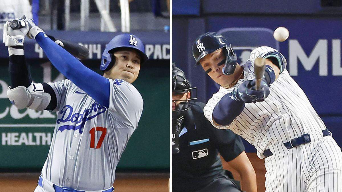 Shohei Ohtani, de los Dodgers de Los Angeles (izq.), y Aaron Judge, de los Yankees de Nueva York, conquistaron este jueves el premio al Jugador Más Valioso de la Liga Nacional y la Liga Americana, respectivamente, en la temporada 2024 de las Grandes Ligas.