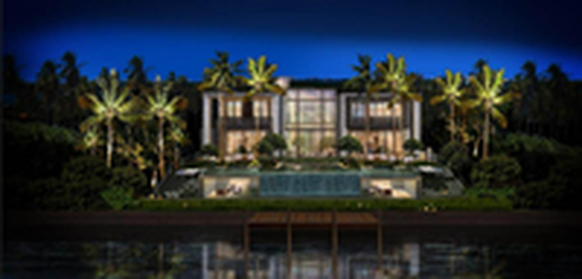 El urbanizador Todd Michael Glaser está construyendo una residencia de dos pisos en Hibiscus Island, que sustituye a una casa de 1942 diseñada por Geiger, para el director general de Royal Palm Companies, Dan Kodsi. Arriba: Una representación del proyecto cuya finalización está prevista para 2023. DOMO ARCHITECTURE + DESIGN