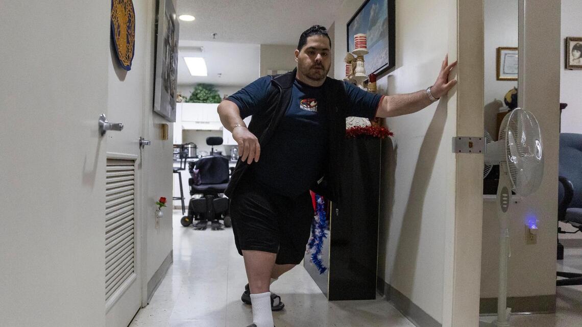 Spina bifida limits his mobility, so he lives through his computer. Then his desk broke