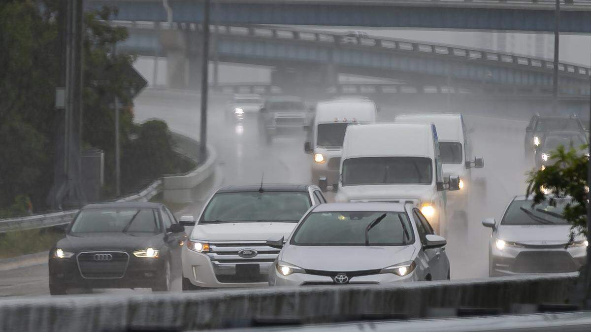 Cars pile up during a traffic jam heading north on Interstate 95 in Miami, Florida, on Friday, February 7, 2020.