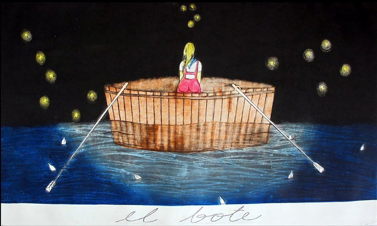 La obra “el bote”, de la artista Sandra Ramos, es parte de la exhibición “Vuelve a Nosotros Tus Ojos. La Caridad Nos Une”, con la cual se celebra el aniversario 50 de la Ermita.