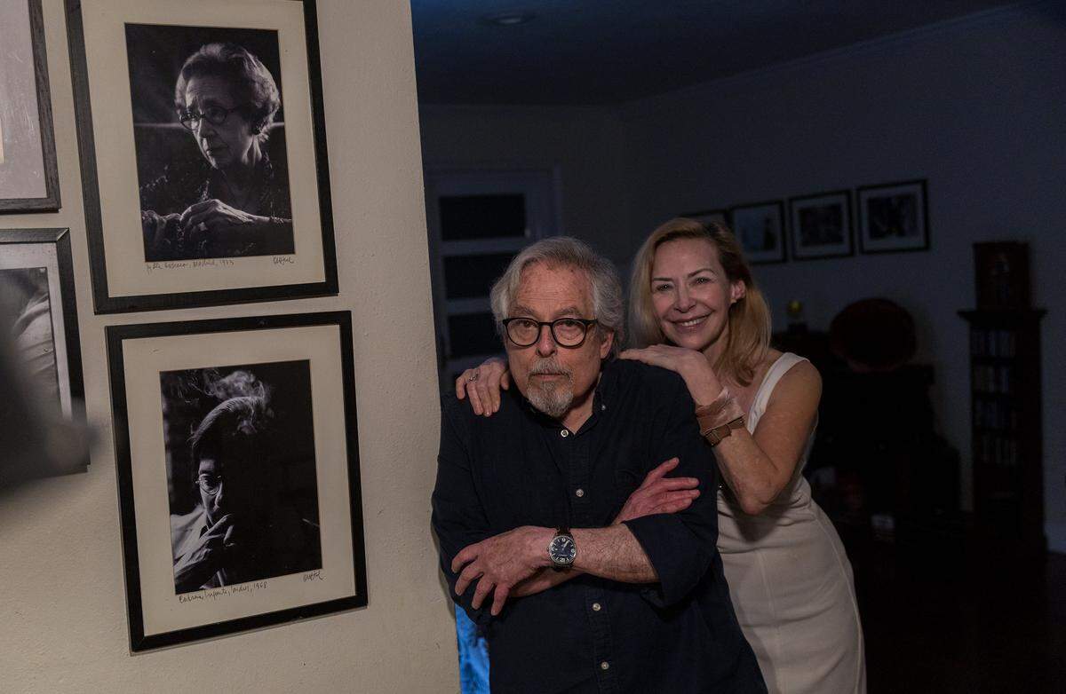 Cuban American film director Orlando Jiménez Leal and Radio and Tv personality Maria Laria, posed at home in Miami, on Wednesday, January 14, 2026.