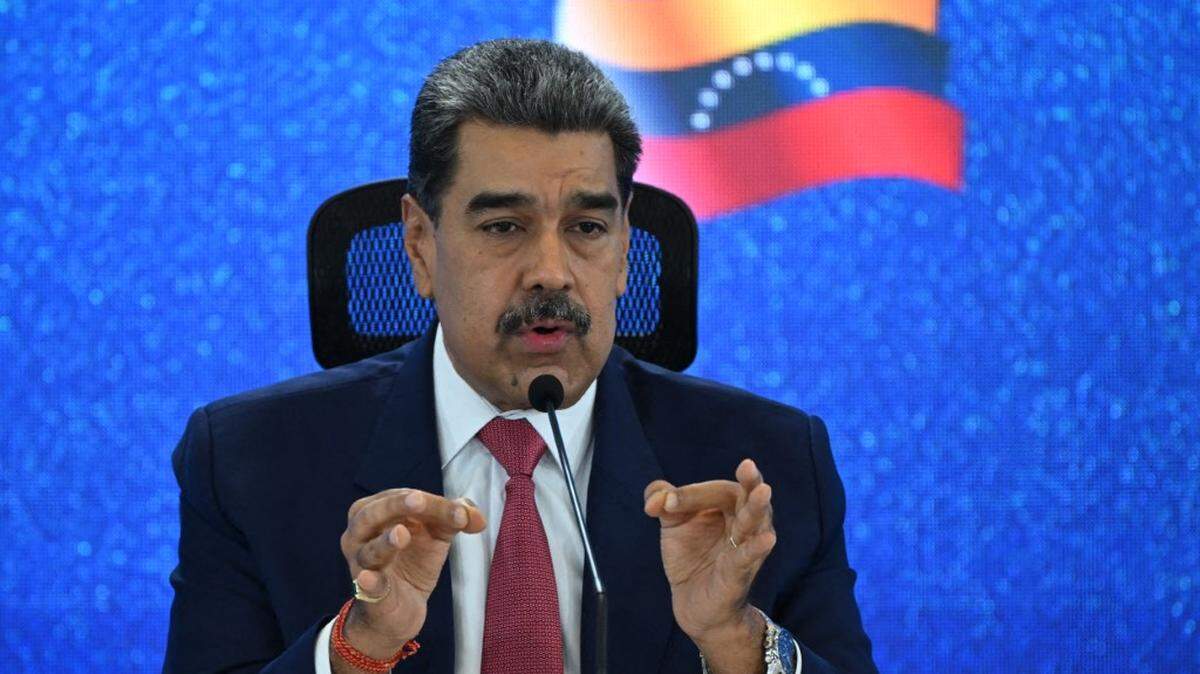 Venezuelan strongman Nicolás Maduro holds a press conference in Caracas, Venezuela, on September 15, 2025.