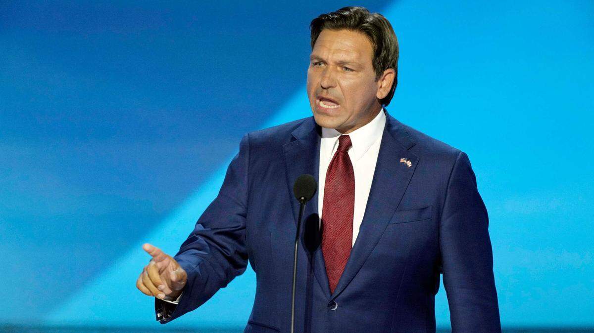 Florida Gov. Ron DeSantis speaks at the Republican National Convention, Tuesday, July 16, 2024, in Milwaukee.