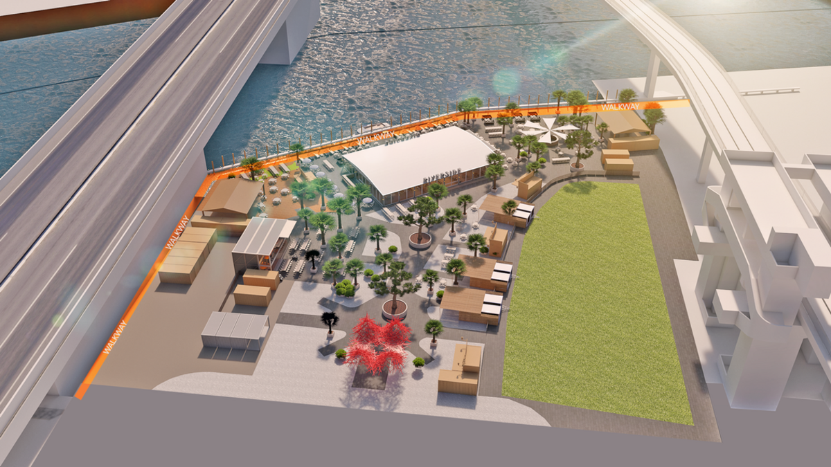 Una representación del complejo de restaurantes Riverside, junto al río Miami, que debe inaugurarse en julio. Este abre el espectro de opciones de entretenimiento para los residentes y visitantes de la zona.