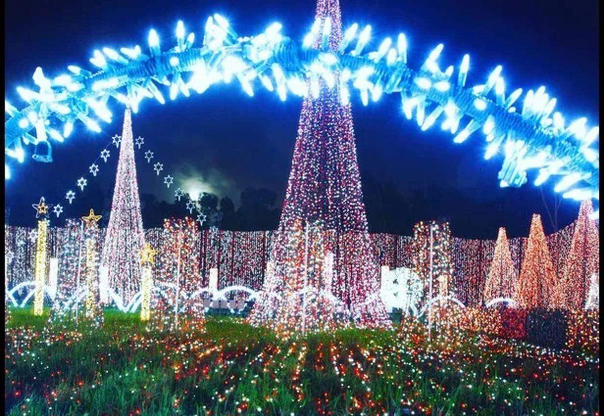 Luces navideñas en una exhibición deslumbrante&nbsp;en Plantation Baptist Church.