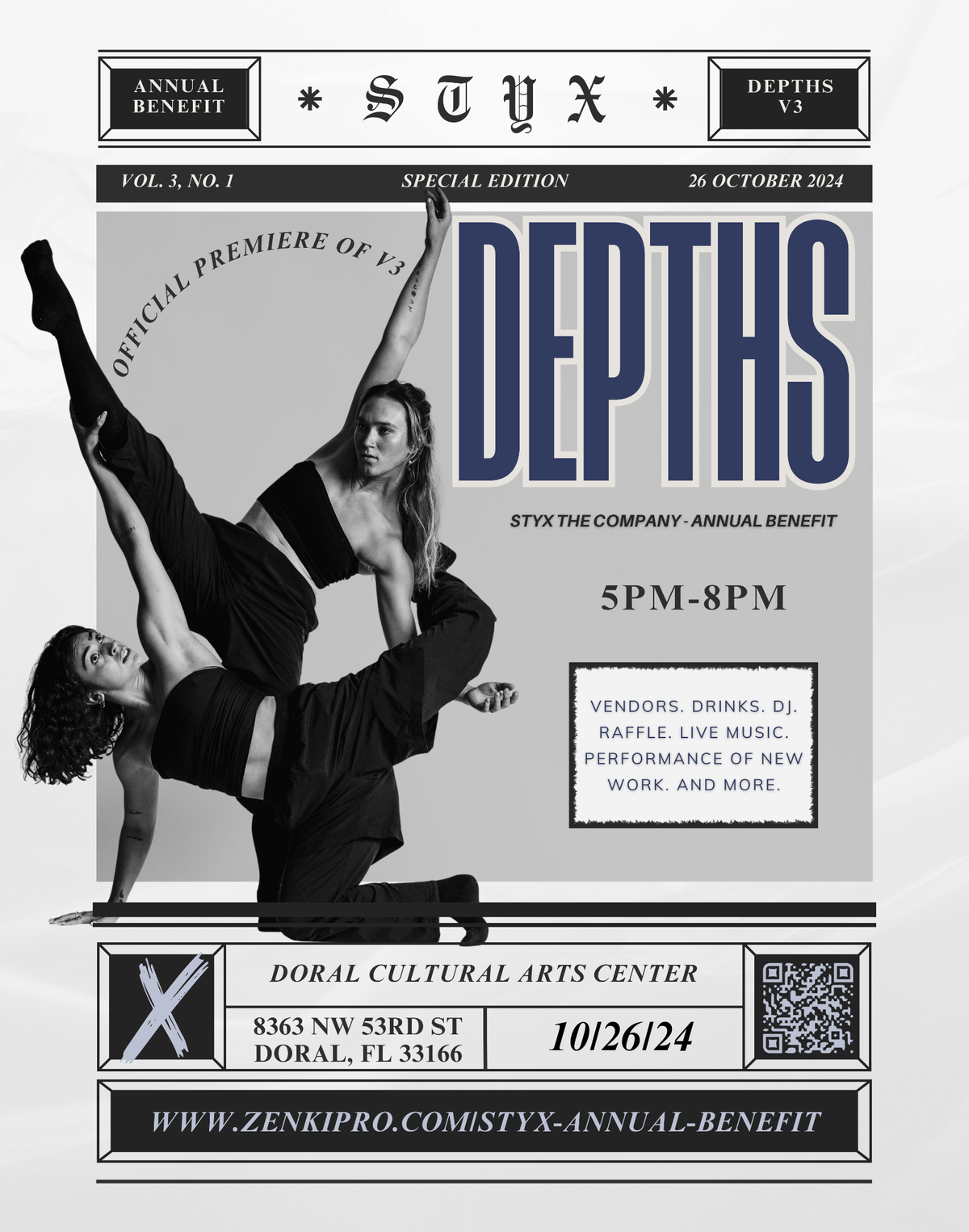 Flyer promocional creado por Mika Santo. Bailarinas Brianna Campbell y Mika Santo.