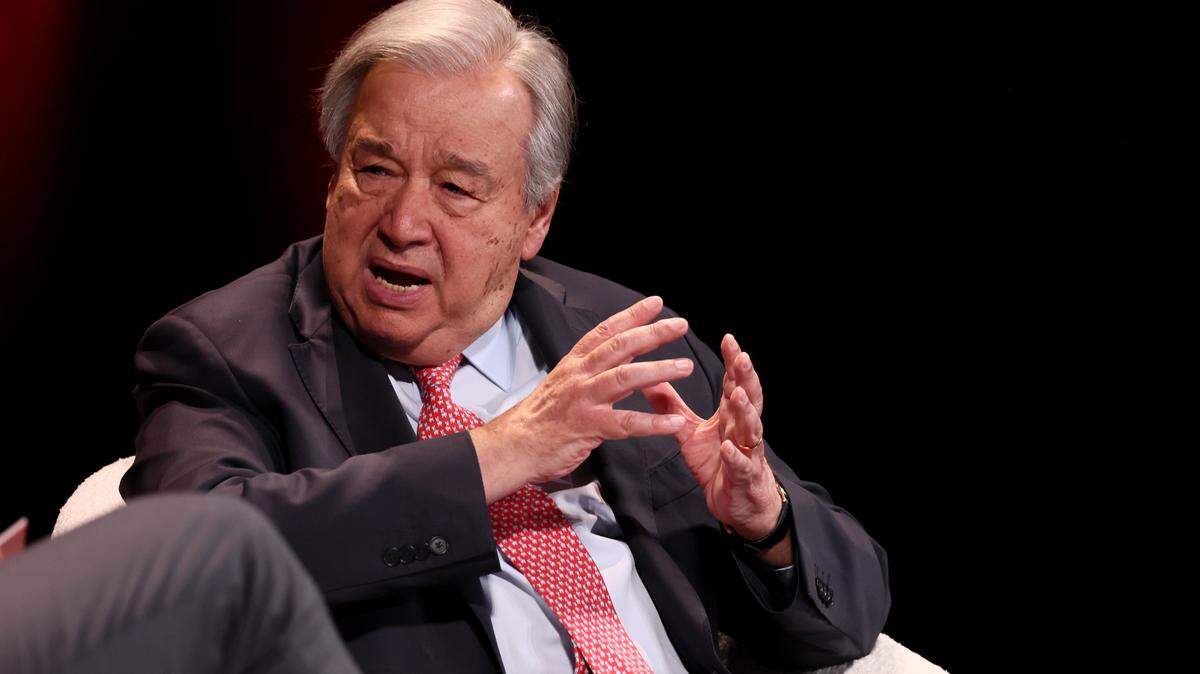 António Guterres, secretario general de las Naciones Unidas, habla durante la cumbre TIME100 2026 en Jazz at Lincoln Center el 22 de abril de 2026 en la ciudad de Nueva York.