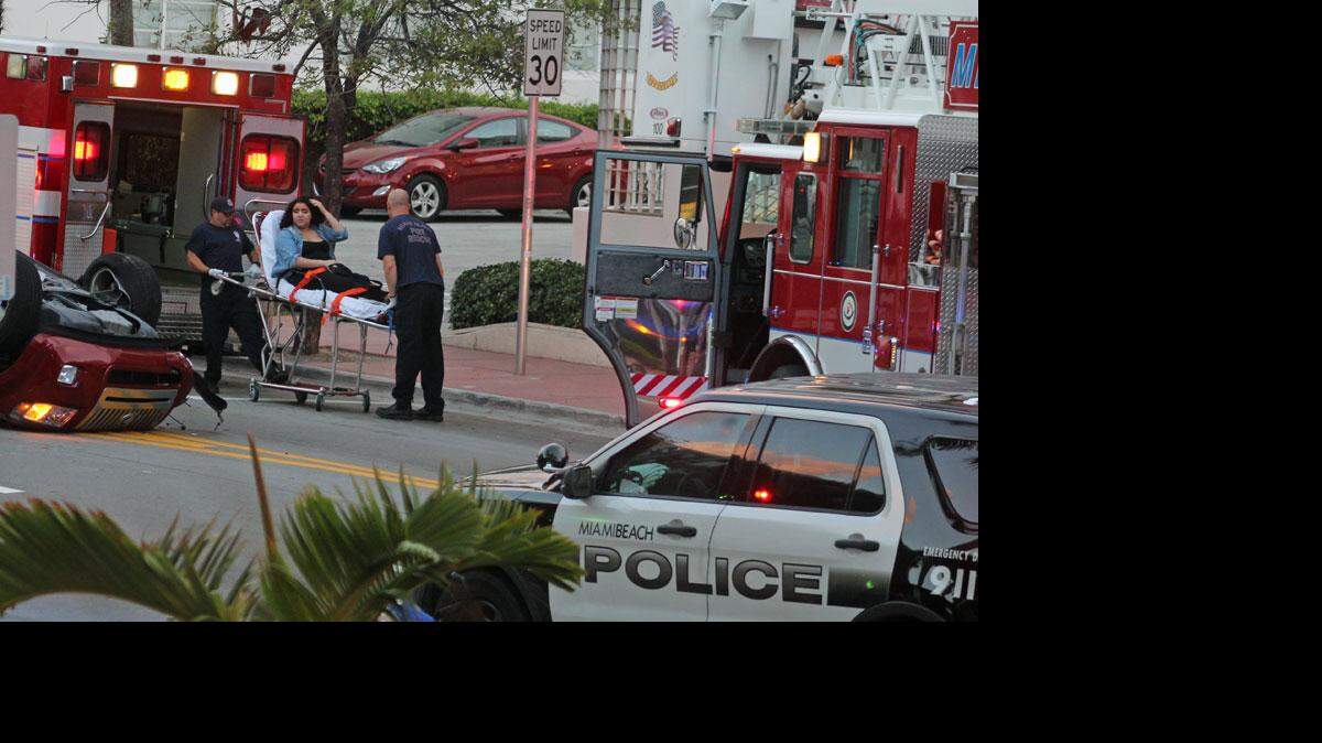 El accidente que dejó dos heridos,  tuvo lugar a alrededor de las 6.a.m en Collins Avenue y la calle 13. Florencia Paz/El Nuevo Herald